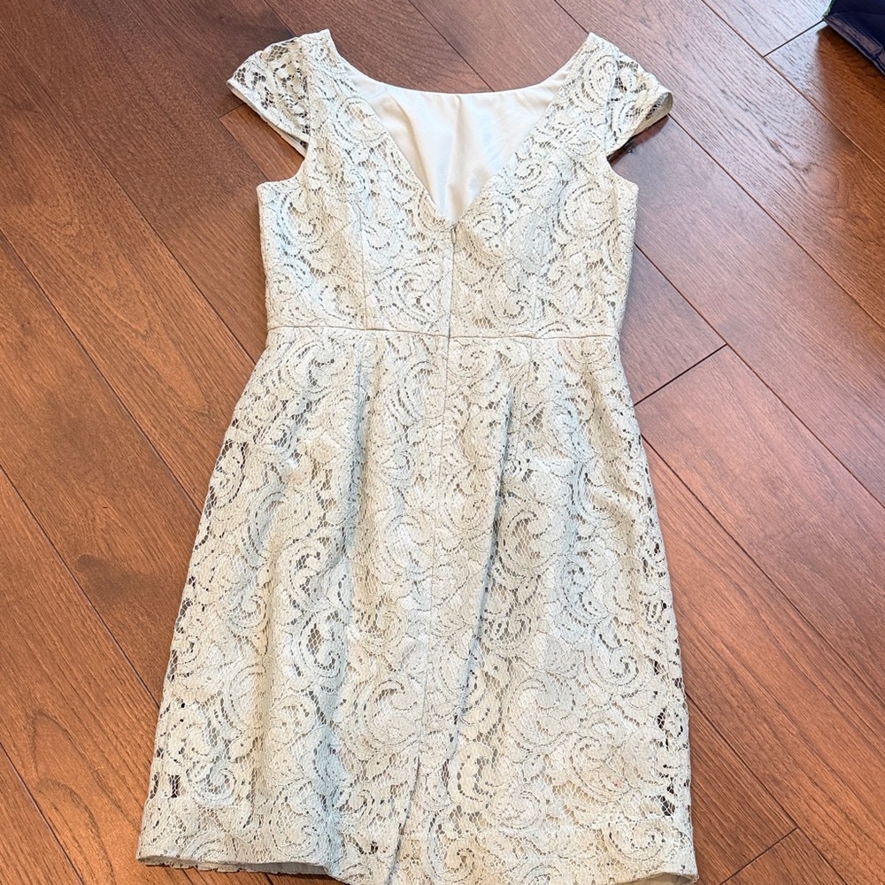 J. Crew GreenElegant Lace Cap Sleeve Dress Size 2 C12-013 - Picture 7 of 8